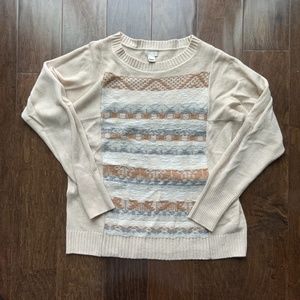 J CREW Sweater with Striped Pattern in Cream. Size S.